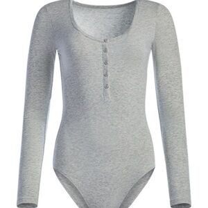 Everlane heather gray henley bodysuit XS